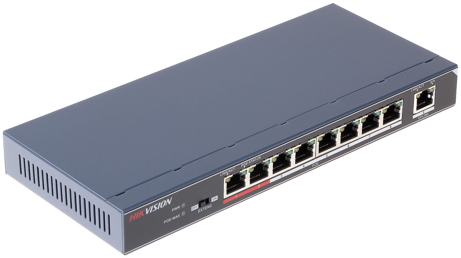 SWITCH 8 PORTS POE + 1UPLINK 100 MBPS, 802.3AF/AT, MAX POWER 123W