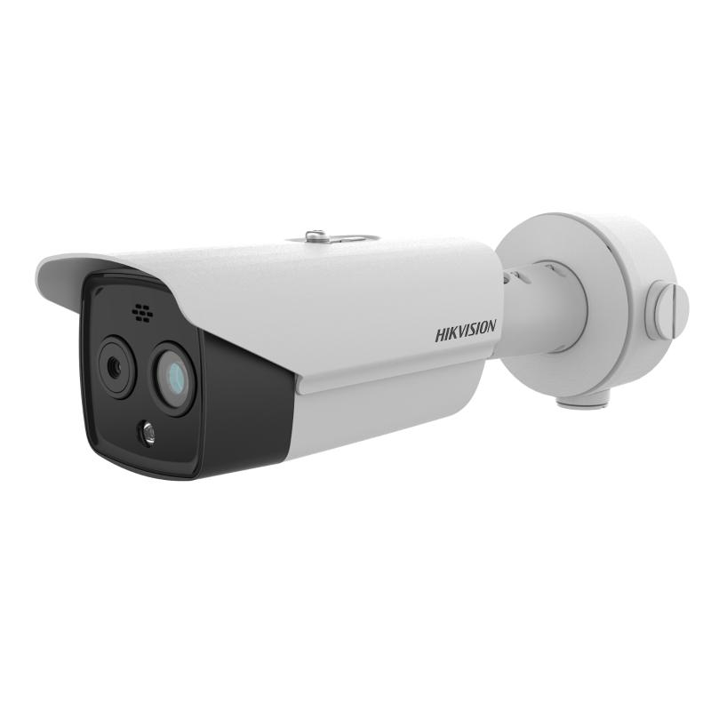 CAMARA HIKVISION TERMICA IP BI-SPECTRO, SENSOR TERMICO Y OPTICO, TERMICO 156X192, OPTICO 4MP, IP67, POE, 2 ENTRADAS DE ALARMA, 2 SALIDAS DE ALARMA