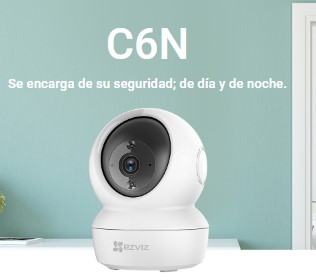 CAMARA IP EZVIZ REDONDA PT WIFI (C6N 1080P), 2MPX, ICR. 0LUX CON IR 10M. LENTE FIJO DE 4MM. H.264. DC5V. DWDR. 3D DNR. BLC. SEGUIMIENTO DE MOVIMIENTO INTELIGENTE. SLOT HASTA 128GB). MICROFONO.